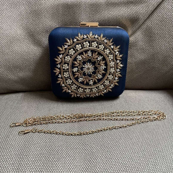 Embellished Clutch Handbag with optional chain - Picture 1 of 10